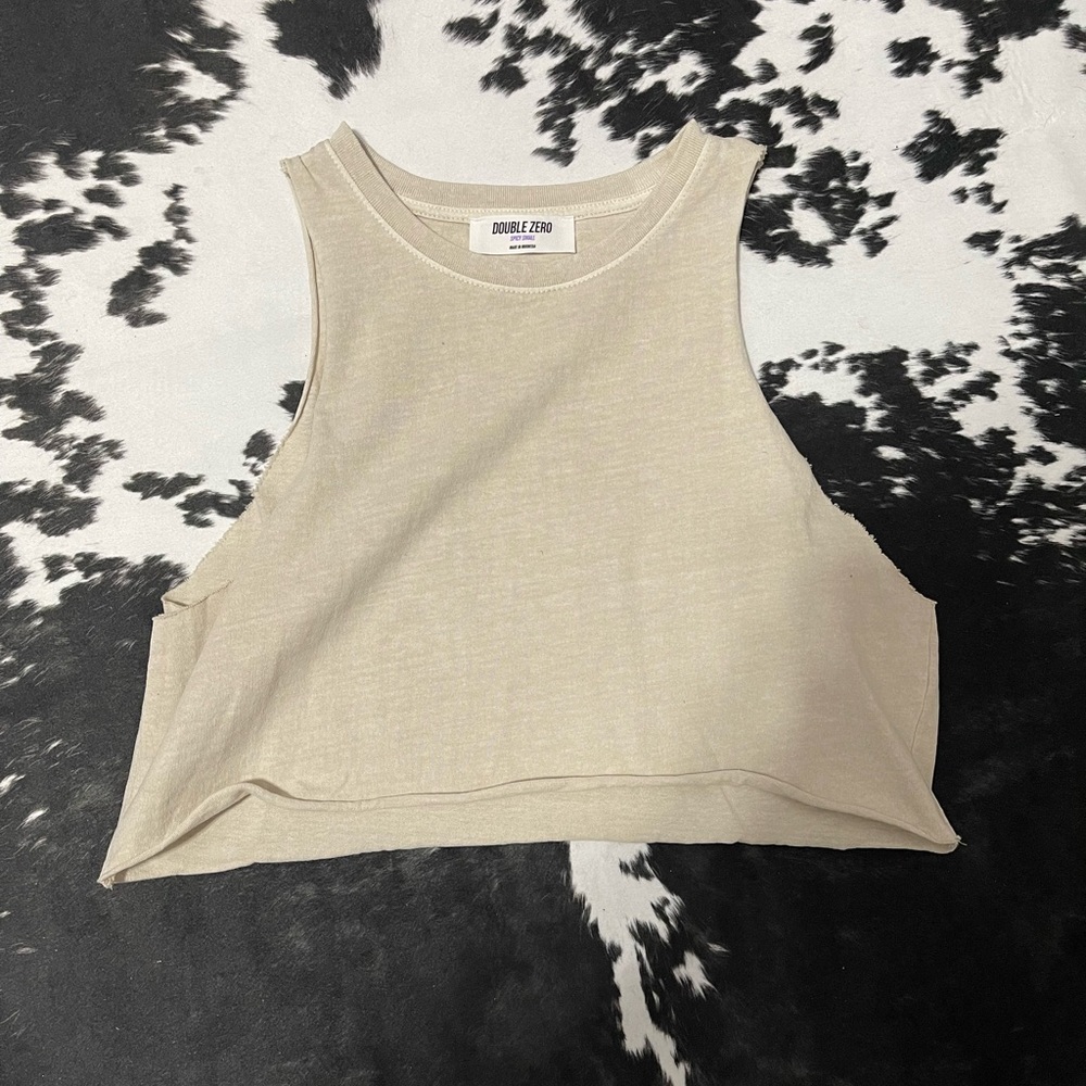 Double Zero Crop Raw Hem Tank